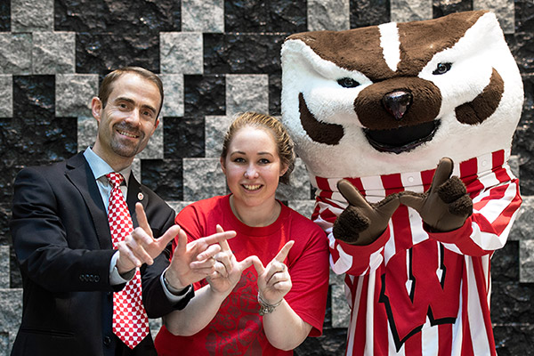 Catherine Kurtz (BBA &rsquo;17) with
											 Dean François Ortalo-Magné Albert O. Nicholas Dean of the Wisconsin School of Business