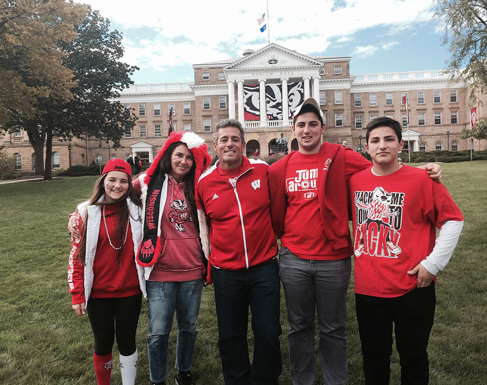 The Sandler family traveled together to Madison for a football Saturday.