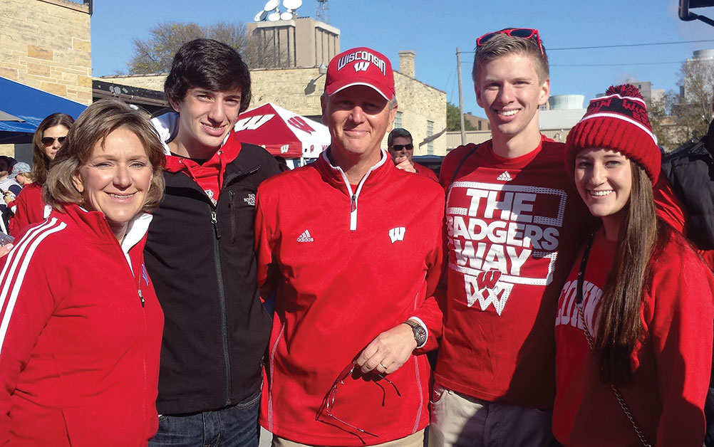 Jeff Diermeier and his family at a Wisconsin football game
