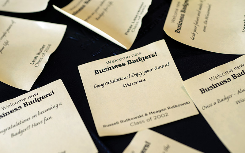 More than 630 Wisconsin School of Business alumni sent personal messages to incoming Wisconsin BBAs.