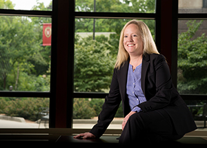 Professor Karla Johnston works with a group of students