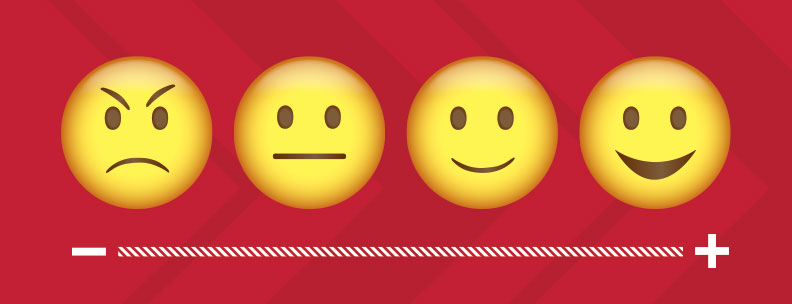 series of emojis ranging from mad to happy in emotion