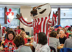 Bucky Badger at the Homecoming Bash