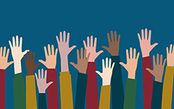 Illustration of a bunch of raised hands