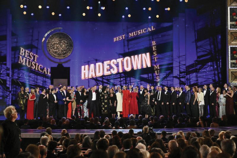 Jennifer Melin Miller (far right) was part of the cast, crew, and production team that stood on stage at the Tony Awards when Hadestown was named Best Musical last year. 